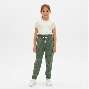 H&M Girls Green Gold Foil Dot Joggers Size 14 11-12Y |‎ Casual Lightweight Pants